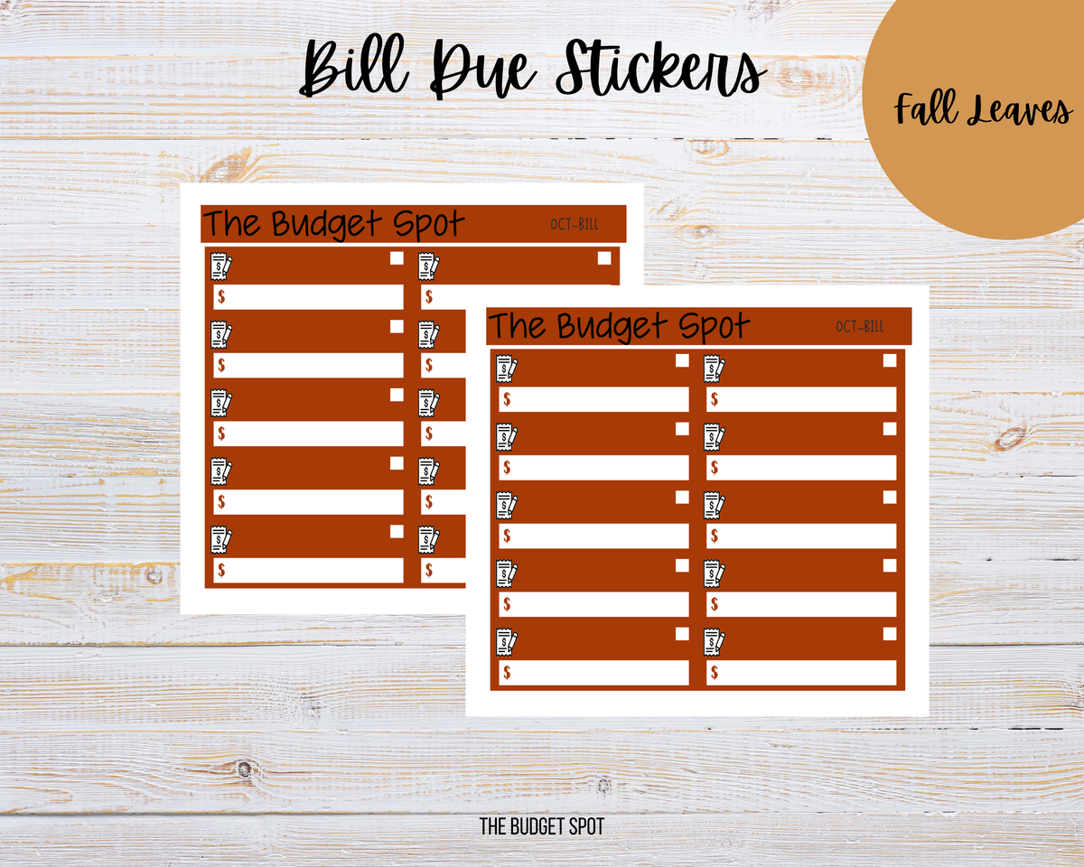 Fall Leaves | Bill Due Planner Stickers