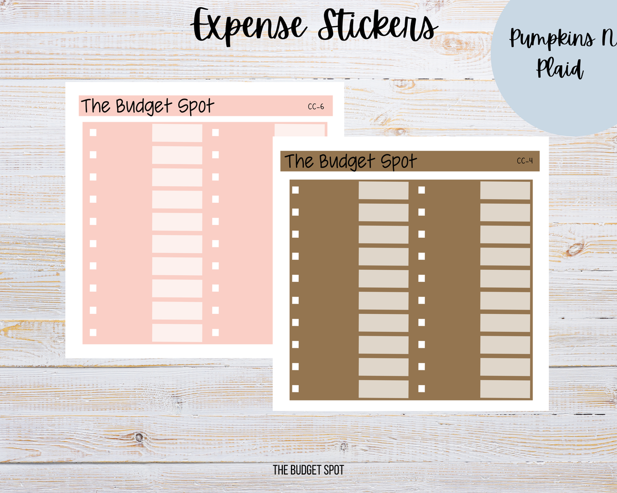 Pumpkins N Plaid Expense Stickers | Budgeting Stickers