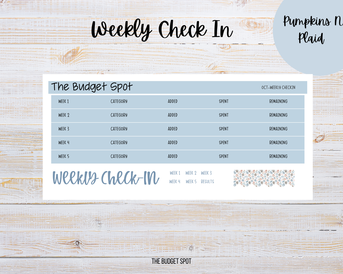 Pumpkins N Plaid Weekly Check In Kit | Budgeting Stickers