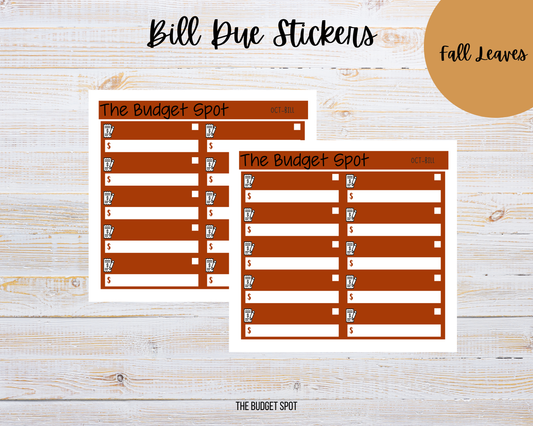 Fall Leaves | Bill Due Planner Stickers