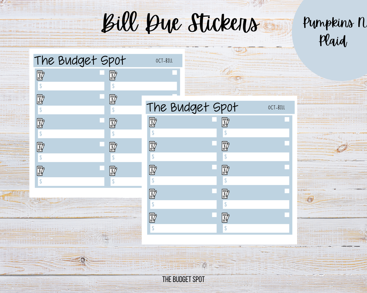 Pumpkins N Plaid | Bill Due Planner Stickers