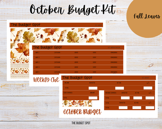 Fall Leaves| October Budgeting Stickers