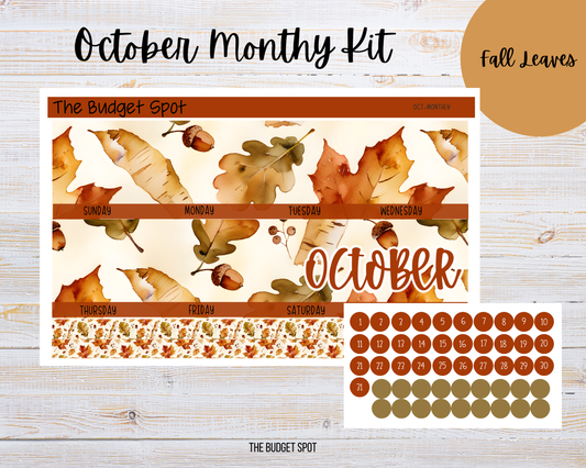 Fall Leaves | October Calendar Stickers