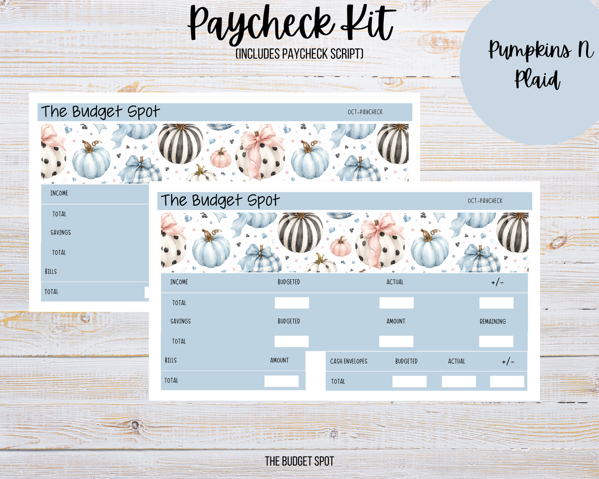 Pumpkins N Plaid | Paycheck Sticker Kit