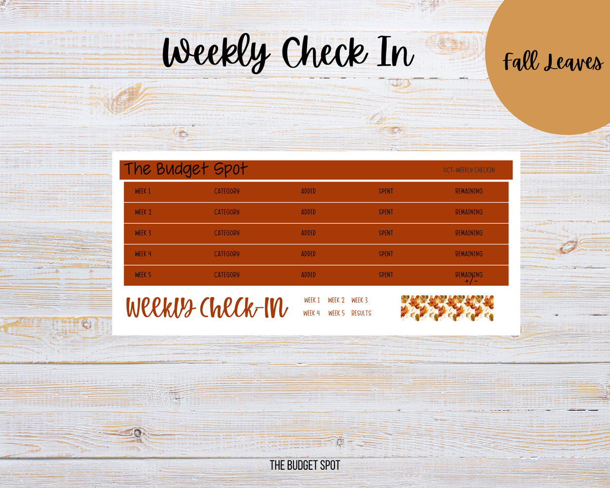 Fall Leaves Weekly Check In Kit | Budgeting Stickers