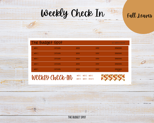Fall Leaves Weekly Check In Kit | Budgeting Stickers