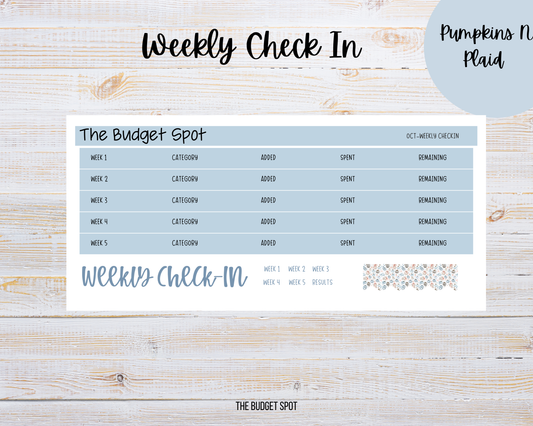 Pumpkins N Plaid Weekly Check In Kit | Budgeting Stickers